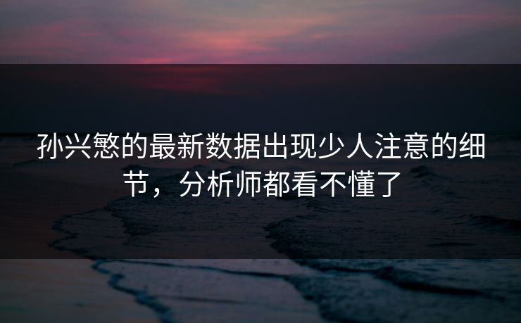 孙兴慜的最新数据出现少人注意的细节,分析师都看不懂了 孙兴慜的最新数据出现少人注意的细节,分析师都看不懂了