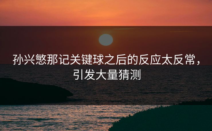 孙兴慜那记关键球之后的反应太反常，引发大量猜测